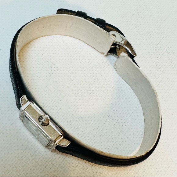 Skagen Tiny Face Women's Square Tank Watch Silver Leather Crystals 466SSLBCR - Picture 3 of 13